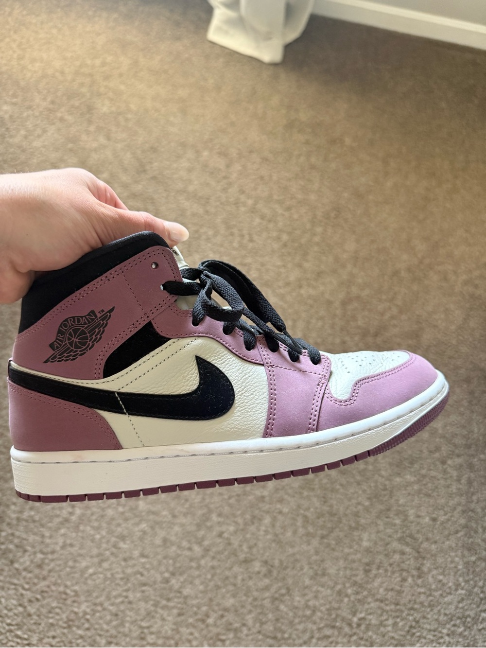 Jordan Women’s Mid Top Sneakers - Pink, Black & White